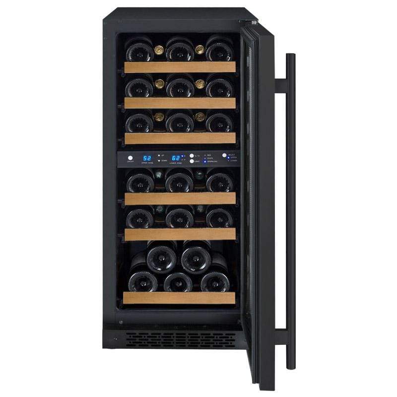 Allavino 15" Wide FlexCount II Tru-Vino 30 Bottle Dual Zone Black Wine Refrigerator AO VSWR30-2BR20