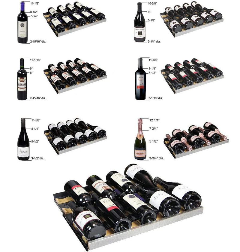 Allavino 24" Wide FlexCount II Tru-Vino 172 Bottle Dual Zone Stainless Steel Left Hinge Wine Refrigerator AO VSWR172-2SL20