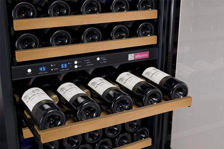 Allavino 24" Wide FlexCount II Tru-Vino 56 Bottle Dual Zone Black Left Hinge Wine Refrigerator AO VSWR56-2BL20