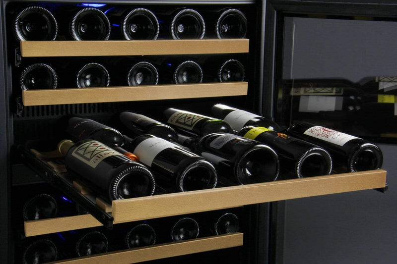 Allavino 24" Wide FlexCount II Tru-Vino 56 Bottle Dual Zone Black Right Hinge Wine Refrigerator AO VSWR56-2BR20