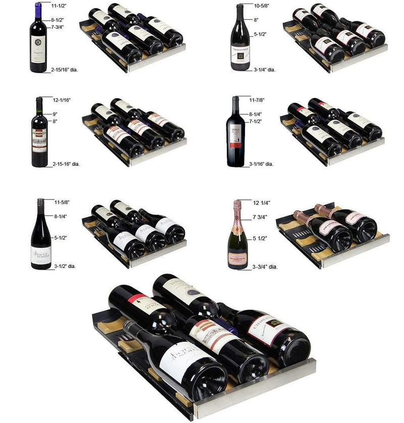 Allavino 30" Wide FlexCount II Tru-Vino 30 Bottle/88 Can Dual Zone Stainless Steel Side-by-Side Wine Refrigerator/Beverage Center BF 3Z-VSWB15-2S20