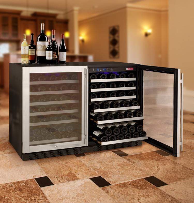 Allavino 47" Wide FlexCount II Tru-Vino 112 Bottle Dual-Zone Stainless Steel Side-by-Side Wine Refrigerator BF 2X-VSWR56-1S20