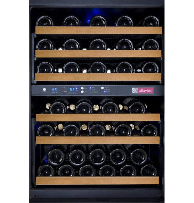 Allavino 47" Wide FlexCount II Tru-Vino 112 Bottle Four Zone Black Side-by-Side Wine Refrigerator BF 2X-VSWR56-2B20