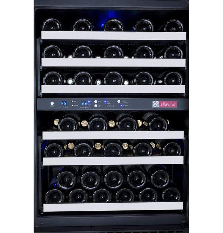 Allavino 47" Wide FlexCount II Tru-Vino 112 Bottle Four Zone Stainless Steel Side-by-Side Wine Refrigerator BF 2X-VSWR56-2S20