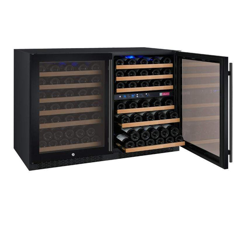 Allavino 47" Wide FlexCount II Tru-Vino 112 Bottle Three Zone Black Side-by-Side Wine Refrigerator BF 3Z-VSWR5656-B20