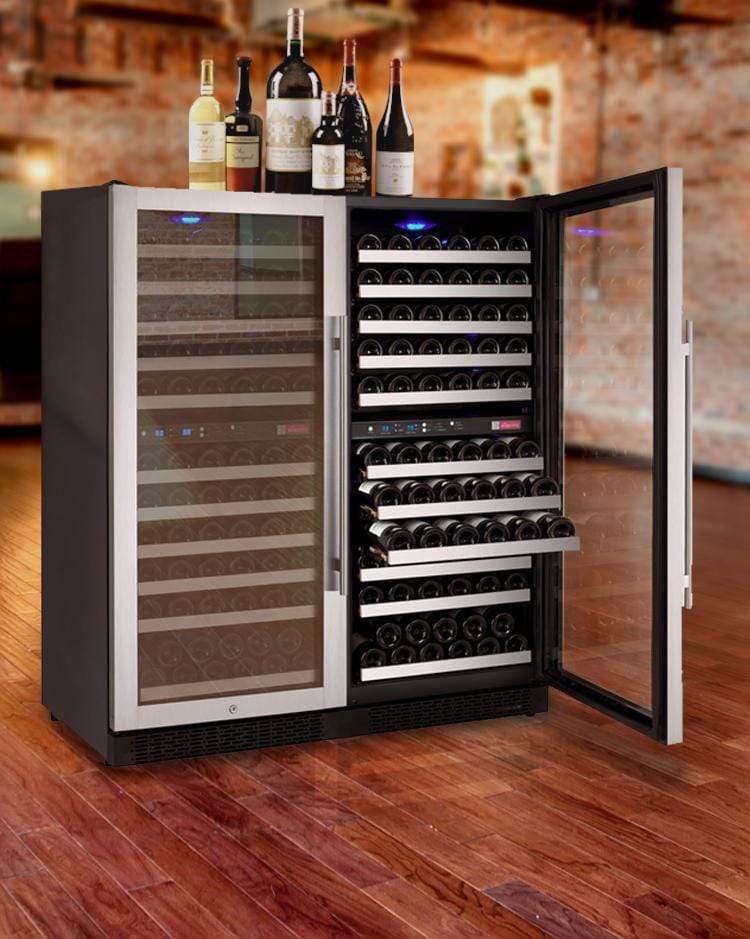 Allavino 47" Wide FlexCount II Tru-Vino 242 Bottle Four Zone Stainless Steel Side-by-Side Wine Refrigerator BF 2X-VSWR121-2S20