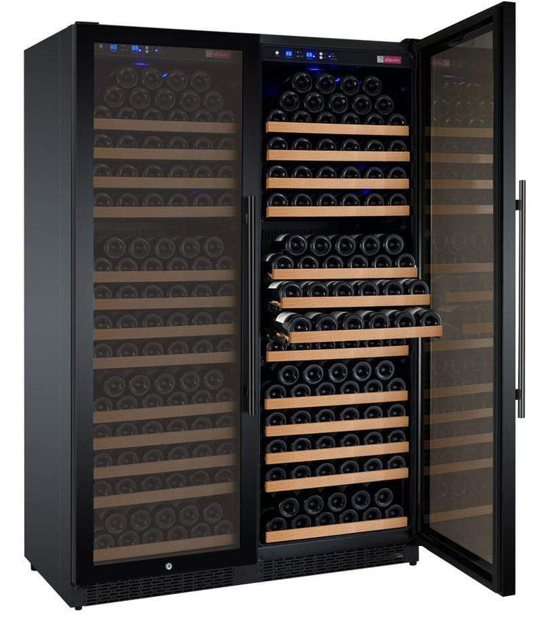 Allavino 47" Wide FlexCount II Tru-Vino 354 Bottle Dual Zone Black Side-by-Side Wine Refrigerator BF 2X-VSWR177-1B20