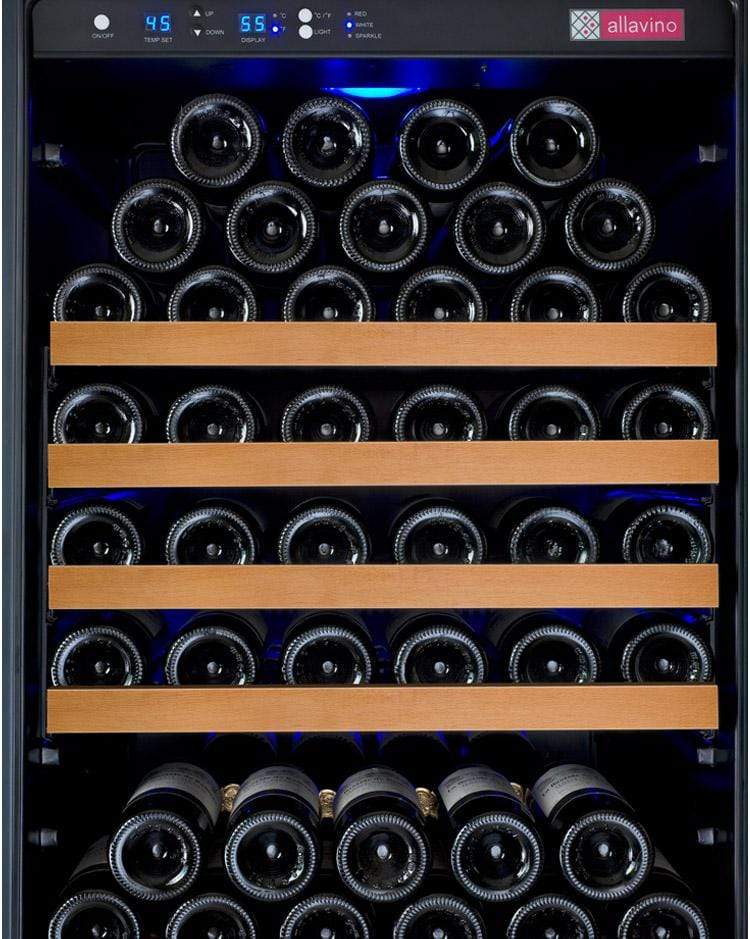 Allavino 47" Wide FlexCount II Tru-Vino 354 Bottle Dual Zone Black Side-by-Side Wine Refrigerator BF 2X-VSWR177-1B20