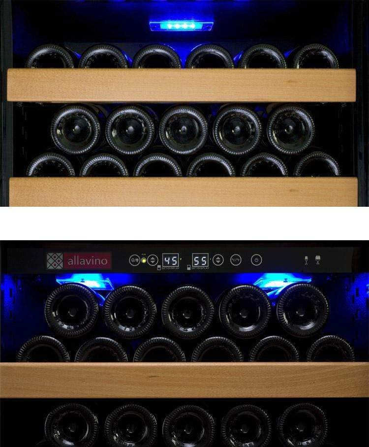 Allavino 63" Wide Vite II Tru-Vino 554 Bottle Dual Zone Black Side-by-Side Wine Refrigerator BF 2X-YHWR305-1B20