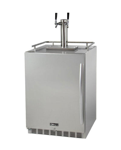 Kegco 24" Wide Dual Tap All Stainless Steel Outdoor Built-In Left Hinge Kegerator with Kit HK38SSU-L-2