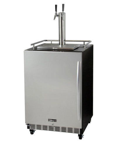 Kegco 24" Wide Dual Tap Stainless Steel Commercial Built-In Left Hinge Kegerator with Kit HK38BSC-L-2