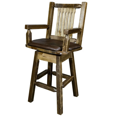 Montana Woodworks Glacier Country Collection Counter Height Swivel Captain's Barstool - Saddle Upholstery MWHCBSWSCASSLSADD24