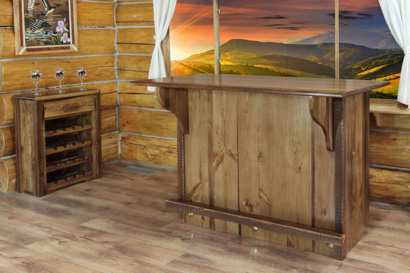 Montana Woodworks Homestead Collection Bar with Foot Rail, Stain & Clear Lacquer Finish MWHCBWRSL