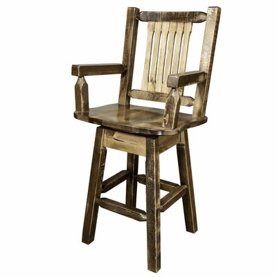 Montana Woodworks Homestead Collection Captain's Barstool w/ Back & Swivel, Stain & Lacquer Finish MWHCBSWSCASSL