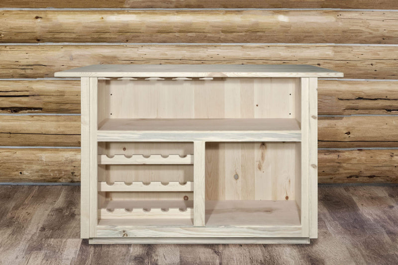 Montana Woodworks Homestead Collection Deluxe Bar with Foot Rail, Clear Lacquer Finish MWHCBWRDV