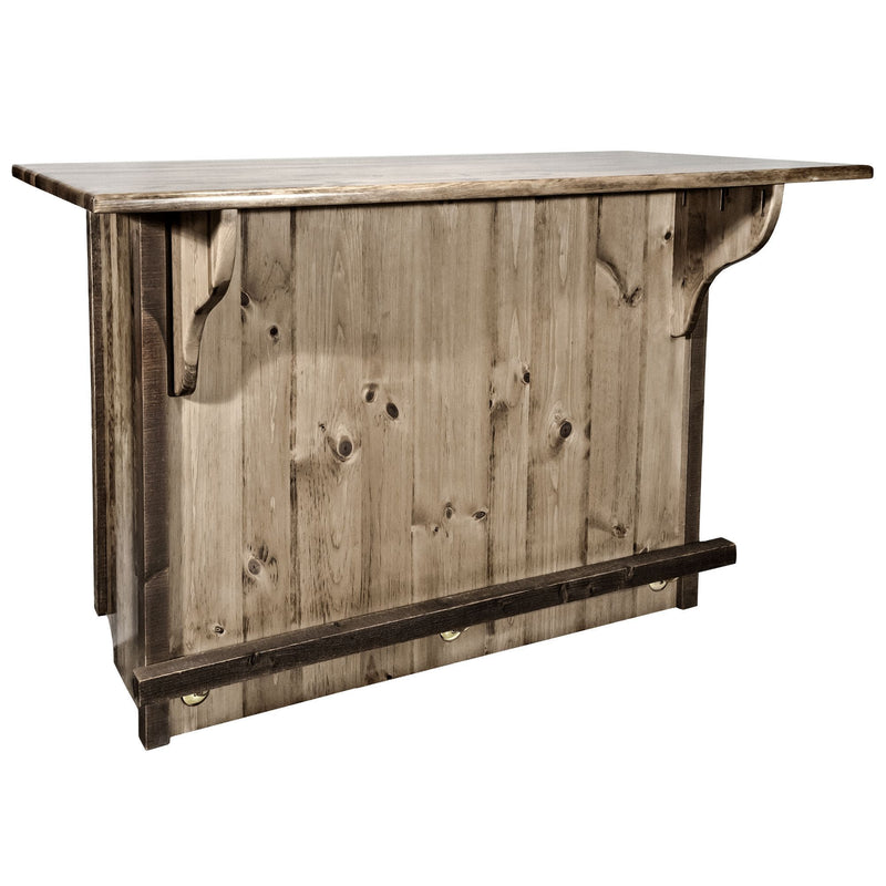 Montana Woodworks Homestead Collection Deluxe Bar with Foot Rail, Stain & Clear Lacquer Finish MWHCBWRDSL
