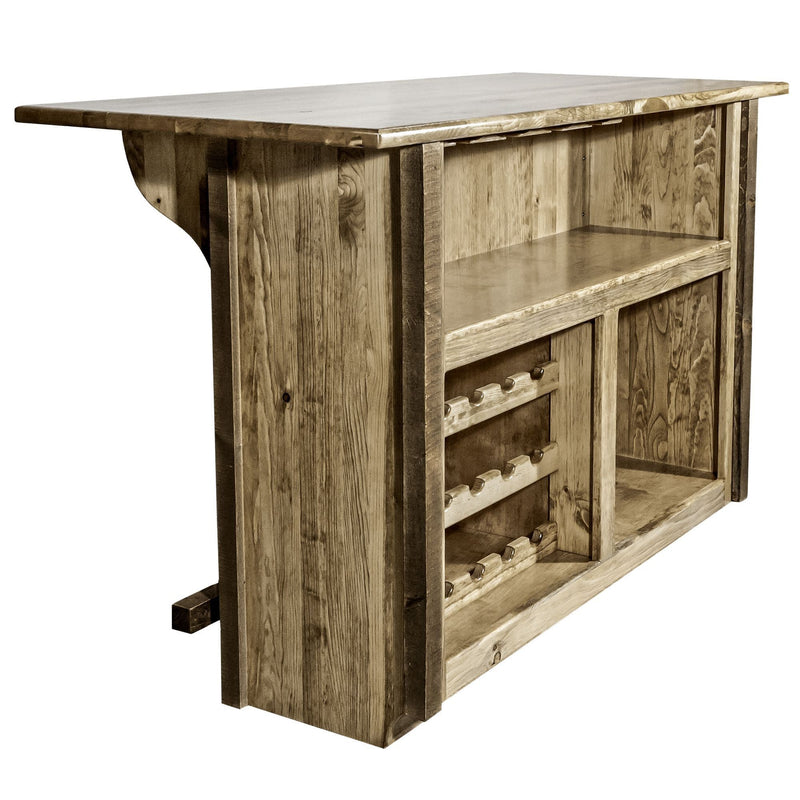 Montana Woodworks Homestead Collection Deluxe Bar with Foot Rail, Stain & Clear Lacquer Finish MWHCBWRDSL