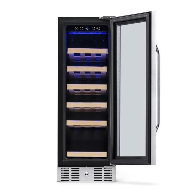 NewAir NewAir 12" Built-In 19 Bottle Compressor Wine Fridge in Stainless Steel, Compact Size with Precision Digital Thermostat and Premium Beech Wood Shelves AWR-190SB