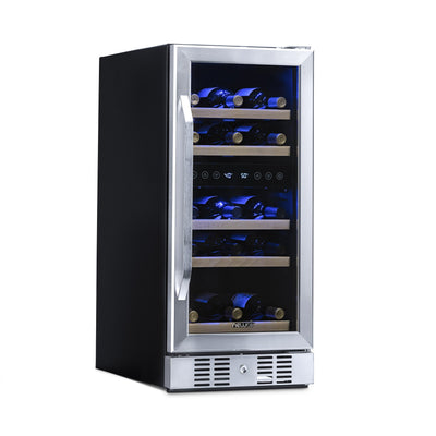 NewAir NewAir 15" Built-in 29 Bottle Dual Zone Compressor Wine Fridge in Stainless Steel, Quiet Operation with Beech Wood Shelves AWR-290DB