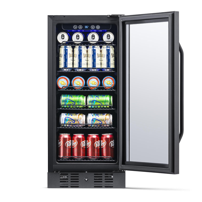 NewAir NewAir 15"  Built-in 96 Can Beverage Fridge in Black Stainless Steel with Precision Temperature Controls and Adjustable Shelves NBC096BS00
