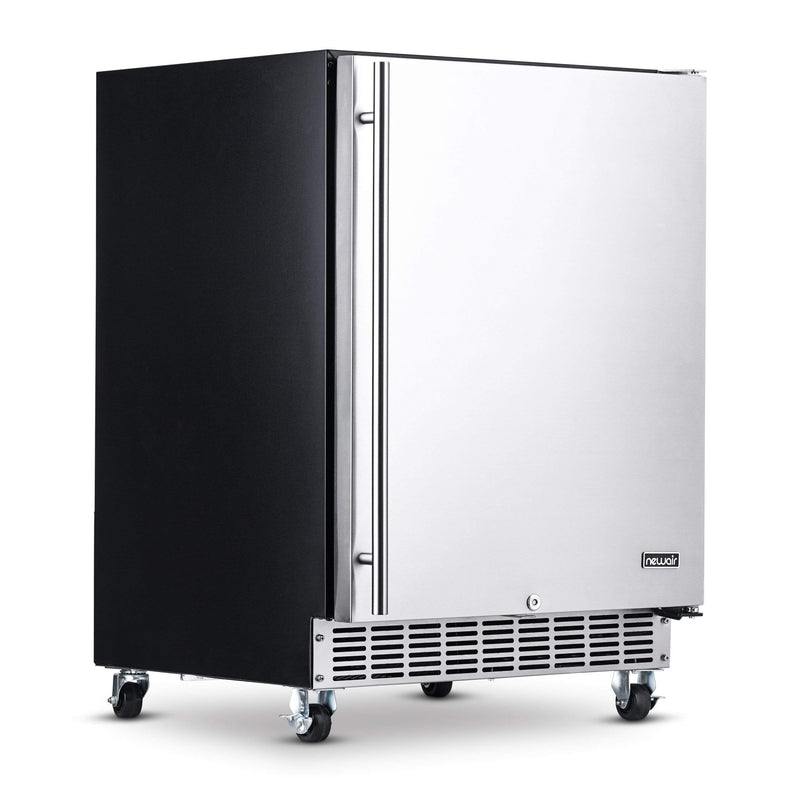 NewAir NewAir 24" Built-in 160 Can Outdoor Beverage Fridge in Weatherproof Stainless Steel with Auto-Closing Door and Easy Glide Casters NOF160SS00