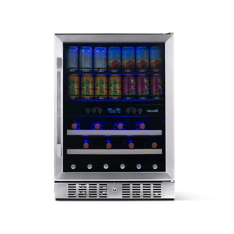 NewAir NewAir 24” Built-in Dual Zone 20 Bottle and 70 Can Wine and Beverage Fridge in Stainless Steel with SplitShelf™ and Smooth Rolling Shelves AWB-400DB