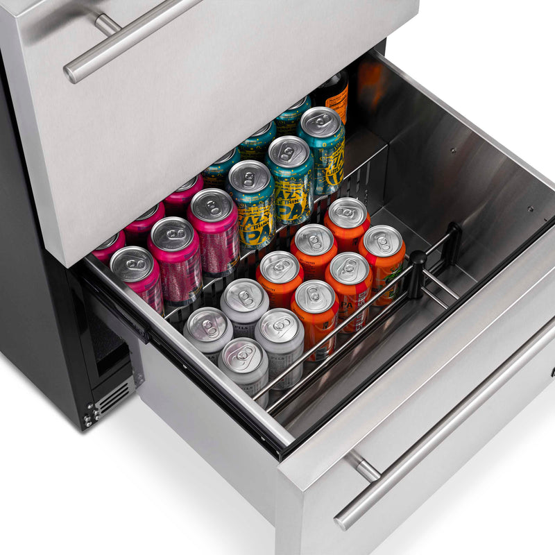 NewAir Newair 24” Outdoor Wine and Beverage Dual Drawer Refrigerator, 20 Bottle and 80 Can Capacity Built-in or Freestanding NOF100SS00