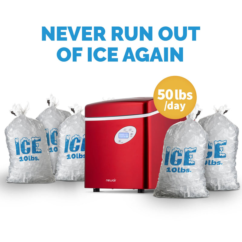 NewAir NewAir Countertop Ice Maker, 50 lbs. of Ice a Day, 3 Ice Sizes and Easy to Clean BPA-Free Parts AI-215R
