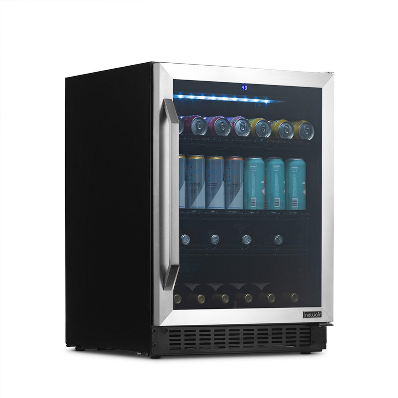 NewAir NewAir FlipShelf™ 24" 162 Can or 54 Bottle, Built-in or Freestanding Wine and Beverage Fridge with Reversible Shelves and Precision Temperature Control in Stainless Steel NWB180SS00
