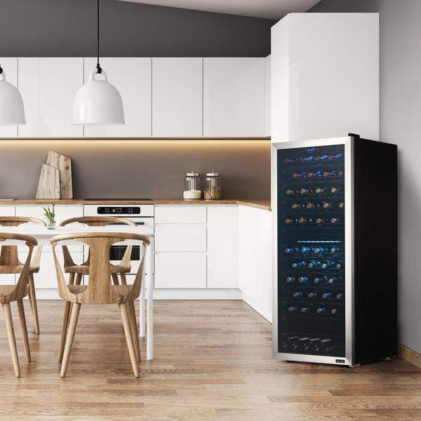 NewAir NewAir Freestanding 98 Bottle Dual Zone Compressor Wine Fridge with Low-Vibration Ultra-Quiet Inverter Compressor, Adjustable Racks and Exterior Digital Thermostat  NWC098SS00