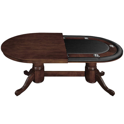 RAM Game Room 84" Texas Hold'Em Game Table With Dining Top - Cappuccino GTBL84 WT CAP