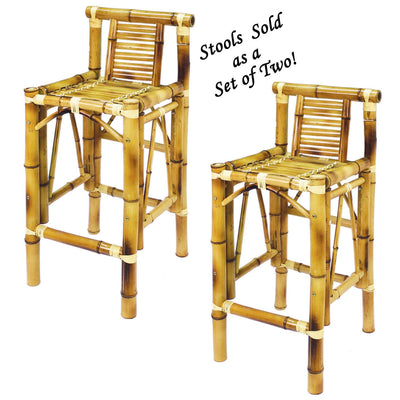 RAM Game Room Set Of Two Bamboo Tiki Bar Stools - Default Title TBSTL