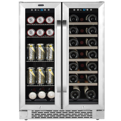 Whynter Whynter 24″ Built-In French Door Dual Zone 20 Bottle Wine Refrigerator 60 Can Beverage Center BWB-2060FDS BWB-2060FDS