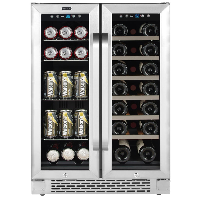 Whynter Whynter 24″ Built-In French Door Dual Zone 20 Bottle Wine Refrigerator 60 Can Beverage Center BWB-2060FDS BWB-2060FDS